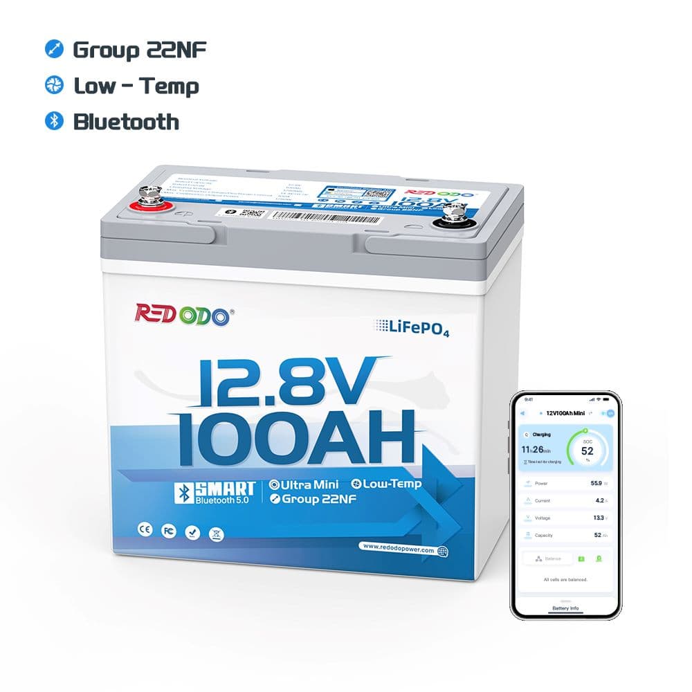 Redodo 12V 100Ah Mini LiFePO4 Battery | 1.28kWh & 1.28kW