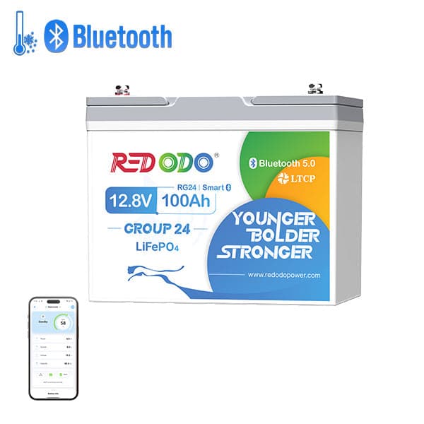 Redodo 12V 100Ah Gruppe 24 LiFePO4 Batterie mit Bluetooth